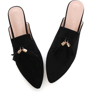 image:imageHee grand Womens Mules Bowknot Suede Comfortable Slip On Flats Closed Pointed Toe Backless Loafers Mules for Women005black