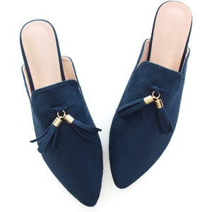 image:imageHee grand Womens Mules Bowknot Suede Comfortable Slip On Flats Closed Pointed Toe Backless Loafers Mules for Women005blue