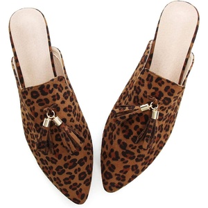 image:imageHee grand Womens Mules Bowknot Suede Comfortable Slip On Flats Closed Pointed Toe Backless Loafers Mules for Women005leopard Brown