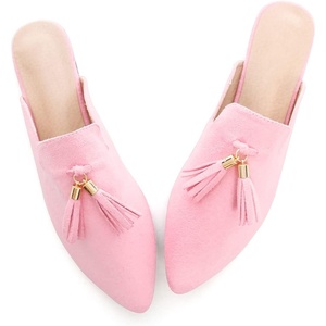 image:imageHee grand Womens Mules Bowknot Suede Comfortable Slip On Flats Closed Pointed Toe Backless Loafers Mules for Women005pink