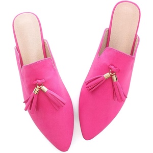 image:imageHee grand Womens Mules Bowknot Suede Comfortable Slip On Flats Closed Pointed Toe Backless Loafers Mules for Women005rose