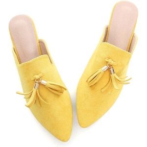 image:imageHee grand Womens Mules Bowknot Suede Comfortable Slip On Flats Closed Pointed Toe Backless Loafers Mules for Women005yellow