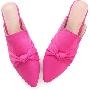 image:imageHee grand Womens Mules Bowknot Suede Comfortable Slip On Flats Closed Pointed Toe Backless Loafers Mules for Women006rose