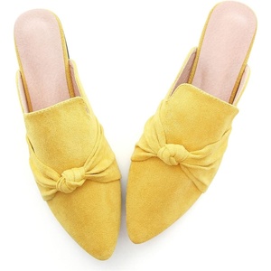 image:imageHee grand Womens Mules Bowknot Suede Comfortable Slip On Flats Closed Pointed Toe Backless Loafers Mules for Women006yellow