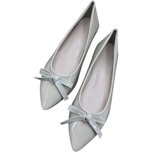 image:imageHee grand Womens Patent Leather Bow Ballet Flats Pointed Toe Slip On Flat Shoes Comfortable Dress Shoes for Work OfficeApricot