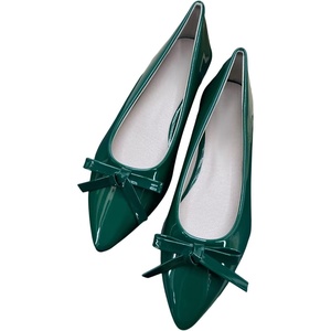 image:imageHee grand Womens Patent Leather Bow Ballet Flats Pointed Toe Slip On Flat Shoes Comfortable Dress Shoes for Work OfficeGreen
