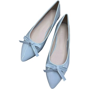 image:imageHee grand Womens Patent Leather Bow Ballet Flats Pointed Toe Slip On Flat Shoes Comfortable Dress Shoes for Work OfficeGrey