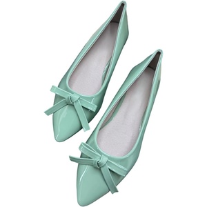 image:imageHee grand Womens Patent Leather Bow Ballet Flats Pointed Toe Slip On Flat Shoes Comfortable Dress Shoes for Work OfficeLight Green