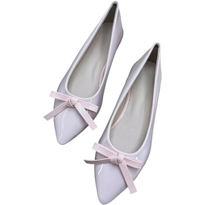 image:imageHee grand Womens Patent Leather Bow Ballet Flats Pointed Toe Slip On Flat Shoes Comfortable Dress Shoes for Work OfficeLight Pink