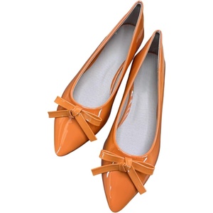 image:imageHee grand Womens Patent Leather Bow Ballet Flats Pointed Toe Slip On Flat Shoes Comfortable Dress Shoes for Work OfficeOrange