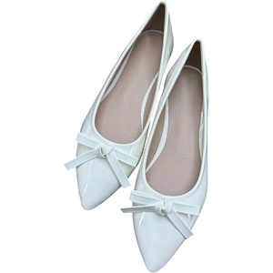 image:imageHee grand Womens Patent Leather Bow Ballet Flats Pointed Toe Slip On Flat Shoes Comfortable Dress Shoes for Work OfficeWhite