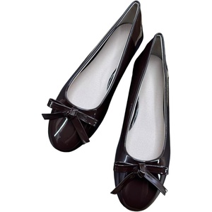 image:imageHee grand Womens Patent Leather Bow Ballet Flats Round Toe Slip On Flat Shoes Comfortable Dress Shoes for Work OfficeDark Brown