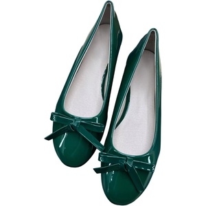 image:imageHee grand Womens Patent Leather Bow Ballet Flats Round Toe Slip On Flat Shoes Comfortable Dress Shoes for Work OfficeGreen