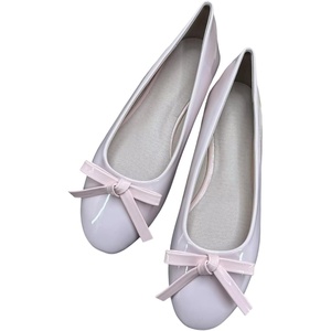 image:imageHee grand Womens Patent Leather Bow Ballet Flats Round Toe Slip On Flat Shoes Comfortable Dress Shoes for Work OfficeLight Pink