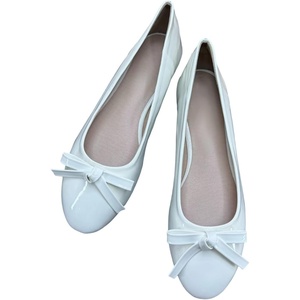 image:imageHee grand Womens Patent Leather Bow Ballet Flats Round Toe Slip On Flat Shoes Comfortable Dress Shoes for Work OfficeWhite
