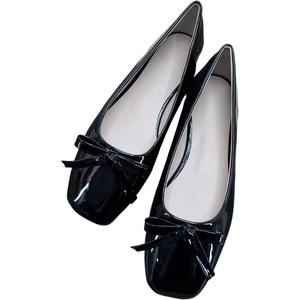 image:imageHee grand Womens Patent Leather Bow Ballet Flats Square Toe Slip On Flat Shoes Comfortable Dress Shoes for Work OfficeBalck