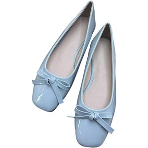 image:imageHee grand Womens Patent Leather Bow Ballet Flats Square Toe Slip On Flat Shoes Comfortable Dress Shoes for Work OfficeGrey