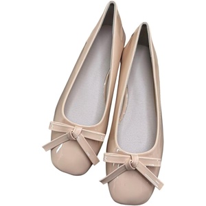 image:imageHee grand Womens Patent Leather Bow Ballet Flats Square Toe Slip On Flat Shoes Comfortable Dress Shoes for Work OfficeKhaki