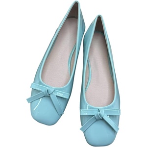 image:imageHee grand Womens Patent Leather Bow Ballet Flats Square Toe Slip On Flat Shoes Comfortable Dress Shoes for Work OfficeLight Blue