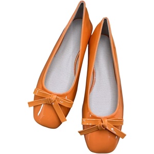 image:imageHee grand Womens Patent Leather Bow Ballet Flats Square Toe Slip On Flat Shoes Comfortable Dress Shoes for Work OfficeOrange