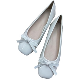image:imageHee grand Womens Patent Leather Bow Ballet Flats Square Toe Slip On Flat Shoes Comfortable Dress Shoes for Work OfficeSpace Gray