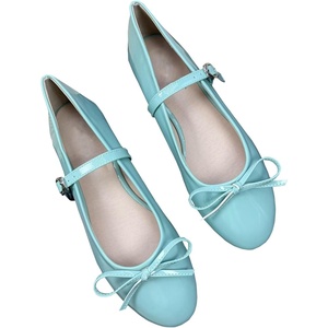 image:imageHee grand Womens Patent Leather Mary Jane Flats Round Toe Ballet Flats with Bow Knot Adjustable Buckle Ankle Strap Comfortable Dress Shoes for WorkLight Blue