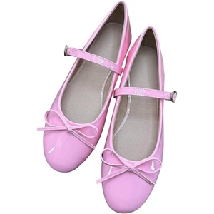 image:imageHee grand Womens Patent Leather Mary Jane Flats Round Toe Ballet Flats with Bow Knot Adjustable Buckle Ankle Strap Comfortable Dress Shoes for WorkPink