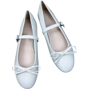image:imageHee grand Womens Patent Leather Mary Jane Flats Round Toe Ballet Flats with Bow Knot Adjustable Buckle Ankle Strap Comfortable Dress Shoes for WorkSpace Gray