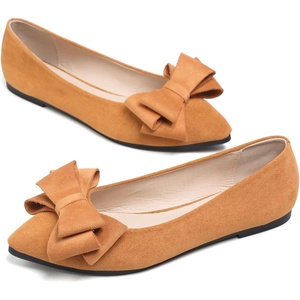 image:imageHee grand Womens Pointed Toe Flat Shoes Elegant Bow Knot Ballet Flats for Ladies Comfortable SlipOn LoafersAmber