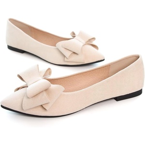 image:imageHee grand Womens Pointed Toe Flat Shoes Elegant Bow Knot Ballet Flats for Ladies Comfortable SlipOn LoafersApricot