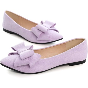 image:imageHee grand Womens Pointed Toe Flat Shoes Elegant Bow Knot Ballet Flats for Ladies Comfortable SlipOn LoafersBaby Purple