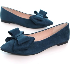 image:imageHee grand Womens Pointed Toe Flat Shoes Elegant Bow Knot Ballet Flats for Ladies Comfortable SlipOn LoafersBlue