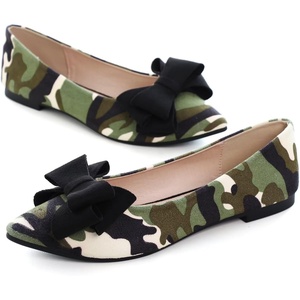 image:imageHee grand Womens Pointed Toe Flat Shoes Elegant Bow Knot Ballet Flats for Ladies Comfortable SlipOn LoafersCamouflage Black