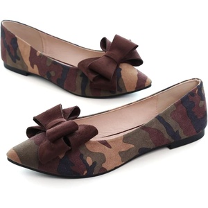 image:imageHee grand Womens Pointed Toe Flat Shoes Elegant Bow Knot Ballet Flats for Ladies Comfortable SlipOn LoafersCamouflage Brown
