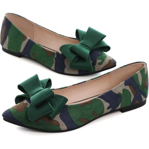 image:imageHee grand Womens Pointed Toe Flat Shoes Elegant Bow Knot Ballet Flats for Ladies Comfortable SlipOn LoafersCamouflage Green
