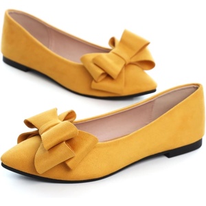 image:imageHee grand Womens Pointed Toe Flat Shoes Elegant Bow Knot Ballet Flats for Ladies Comfortable SlipOn LoafersDark Yellow