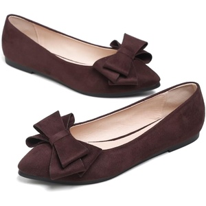 image:imageHee grand Womens Pointed Toe Flat Shoes Elegant Bow Knot Ballet Flats for Ladies Comfortable SlipOn LoafersLatte Brown