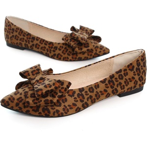 image:imageHee grand Womens Pointed Toe Flat Shoes Elegant Bow Knot Ballet Flats for Ladies Comfortable SlipOn LoafersLeopard Brown