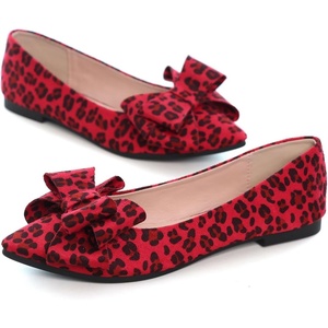 image:imageHee grand Womens Pointed Toe Flat Shoes Elegant Bow Knot Ballet Flats for Ladies Comfortable SlipOn LoafersLeopard Red