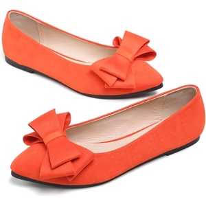 image:imageHee grand Womens Pointed Toe Flat Shoes Elegant Bow Knot Ballet Flats for Ladies Comfortable SlipOn LoafersOrange