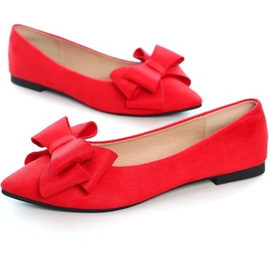 image:imageHee grand Womens Pointed Toe Flat Shoes Elegant Bow Knot Ballet Flats for Ladies Comfortable SlipOn LoafersWatermelon