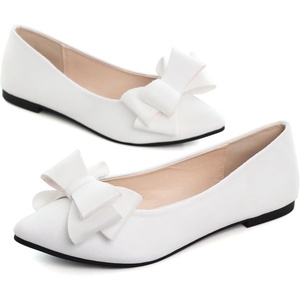 image:imageHee grand Womens Pointed Toe Flat Shoes Elegant Bow Knot Ballet Flats for Ladies Comfortable SlipOn LoafersWhite