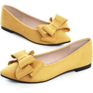 image:imageHee grand Womens Pointed Toe Flat Shoes Elegant Bow Knot Ballet Flats for Ladies Comfortable SlipOn LoafersYellow