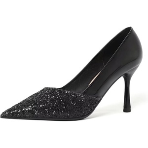image:imageHee grand Womens Pointed Toe High Heels Glittering Sequins Dress Shoes for Wedding Party Stieletto PumpsGlitterblack