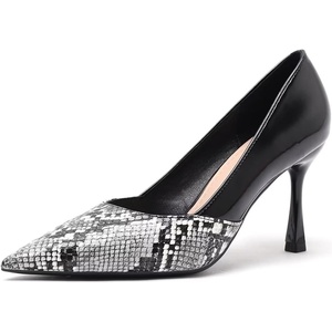 image:imageHee grand Womens Pointed Toe High Heels Glittering Sequins Dress Shoes for Wedding Party Stieletto PumpsSnakeblack