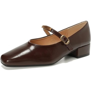 image:imageHee grand Womens Pumps Low Heel Dress Shoes for Women Closed Toe Chunky Mary Jane Work Pumps ShoesBrown