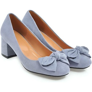 image:imageHee grand Womens Pumps Suede Square Toe Chunky Block Mid Heels Comfortable Work Heel Shoes Bow Dress Shoes187blue