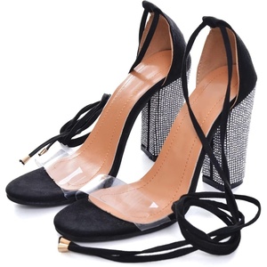 image:imageHee grand Womens Rhinestone Heels Gladiator Ankle Strappy High Heel Sandals Open Toe Chunky Dress Shoes for PartyBlack