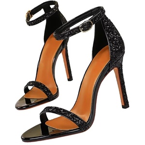 image:imageHee grand Womens Rhinestone Stiletto Heel Sandals Open Toe Ankle Strap Heels for Wedding Prom Party165black