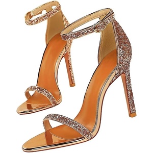 image:imageHee grand Womens Rhinestone Stiletto Heel Sandals Open Toe Ankle Strap Heels for Wedding Prom Party165champagne